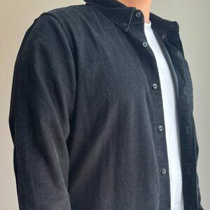 Madewell Perfect Fit Black Corduroy Button-Up Shirt Jacket Size L